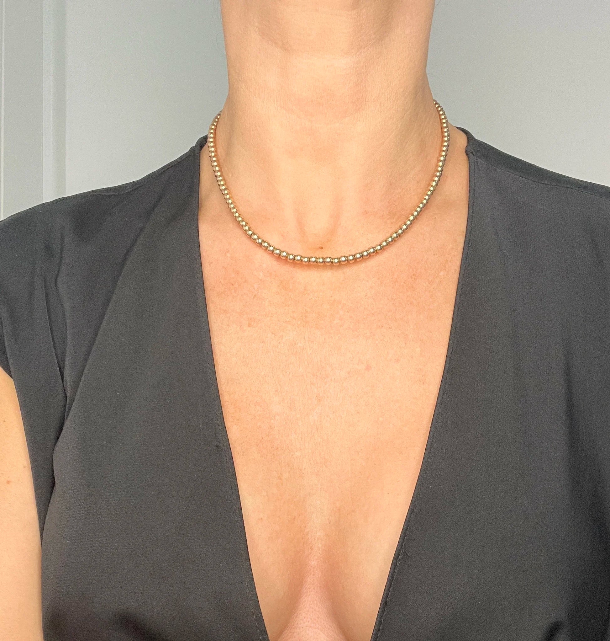 Edwardian 9 Carat Rose Gold Marseille Gold Ball Necklace, Circa 1910