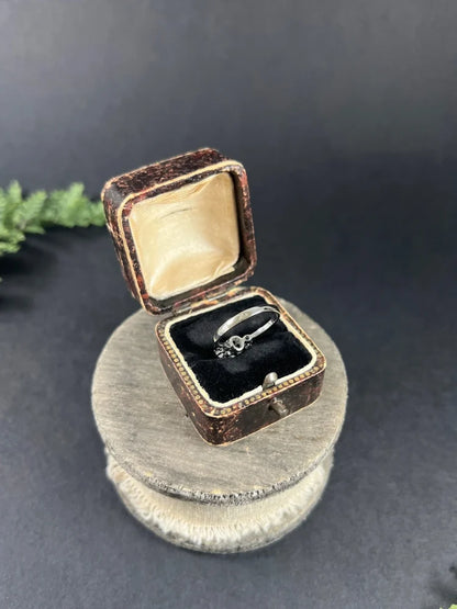 Vintage Three Stone Diamond Engagement Ring In 14 Carat White Gold