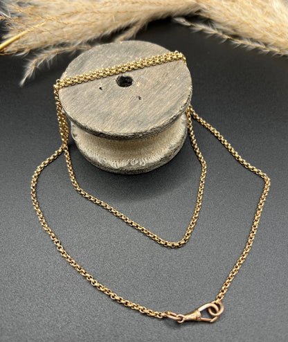 Antique 9 ct Rose Gold Belcher Chain: Edwardian Swivel Dog Clip, 32 Inch