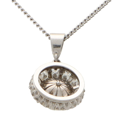 Diamond and pearl pendant necklace set in 9 carat white gold.