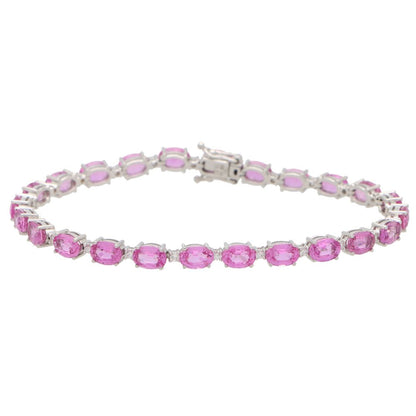 18ct White Gold Pink Sapphire and Diamond Bracelet