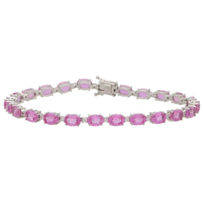 18ct White Gold Pink Sapphire and Diamond Bracelet