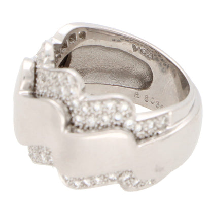 Vintage Van Cleef and Arpels Diamond Set Wave Dress Ring in 18ct White Gold