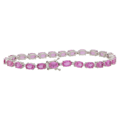 18ct White Gold Pink Sapphire and Diamond Bracelet