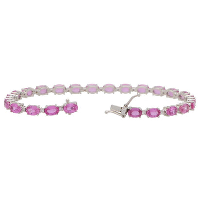 18ct White Gold Pink Sapphire and Diamond Bracelet