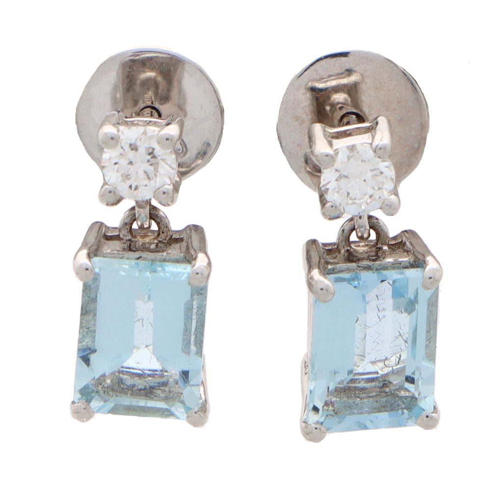 1.98ct Aquamarine and Diamond Drop Earrings