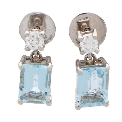 1.98ct Aquamarine and Diamond Drop Earrings