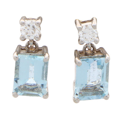 1.98ct Aquamarine and Diamond Drop Earrings