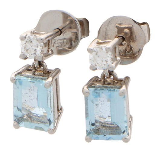 1.98ct Aquamarine and Diamond Drop Earrings