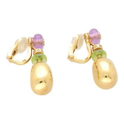 Vintage Bvlgari Peridot Amethyst and Diamond Drop Earrings