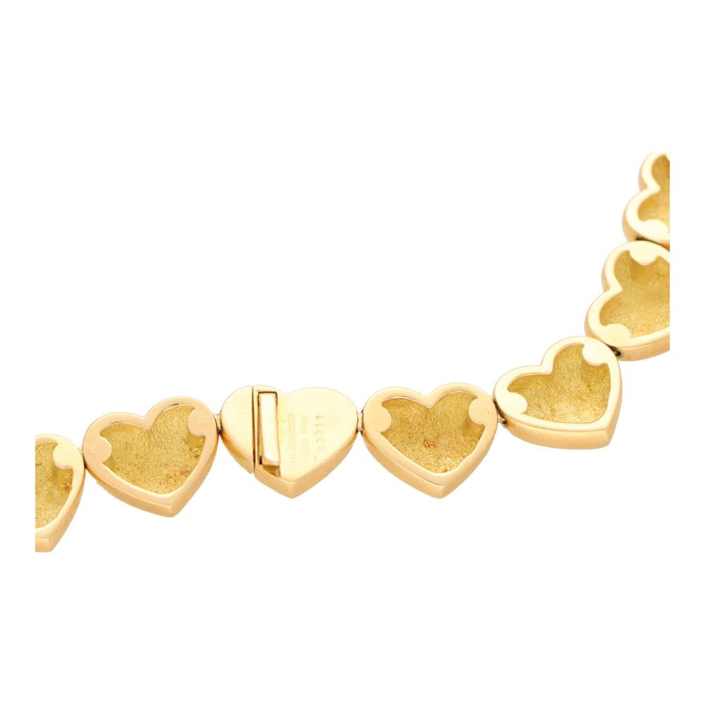 Vintage Mauboussin Mother of Pearl and Gold Heart Necklace