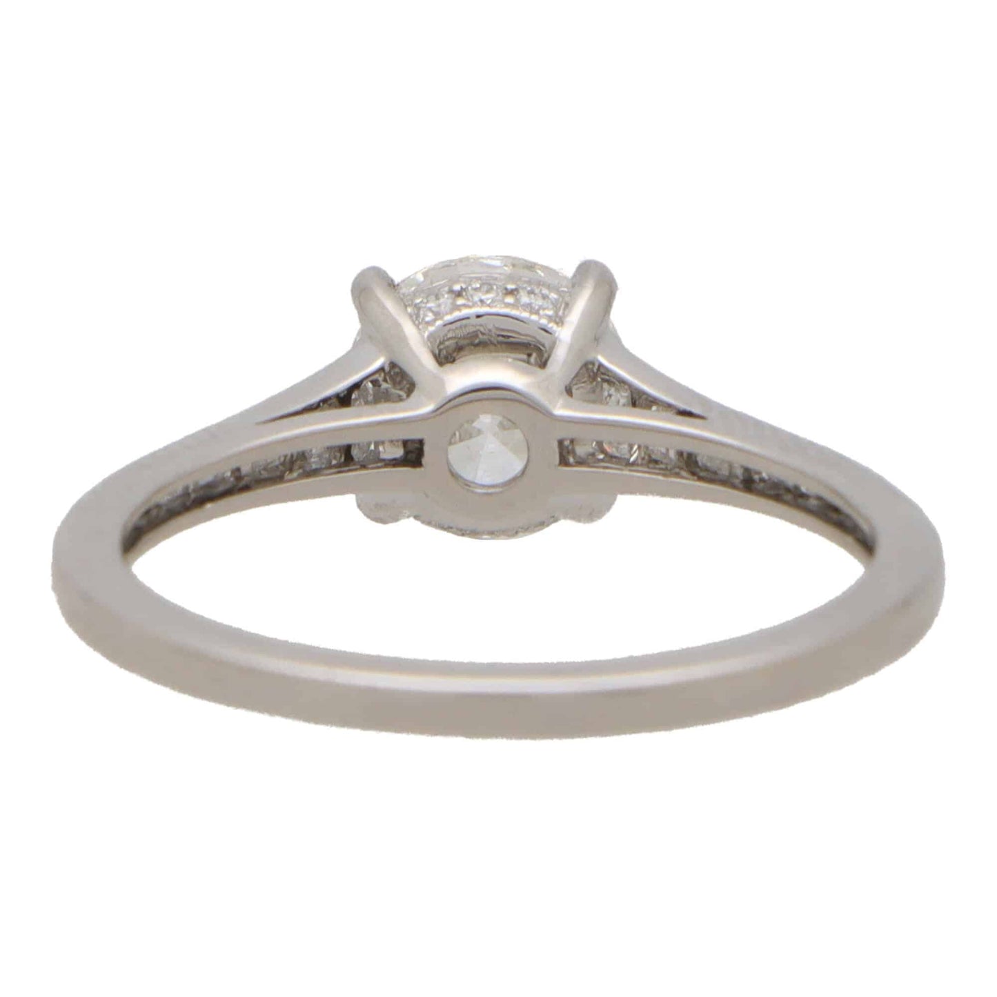 GIA Certified 1ct Diamond Solitaire Engagement Ring with Baguette Shoulders