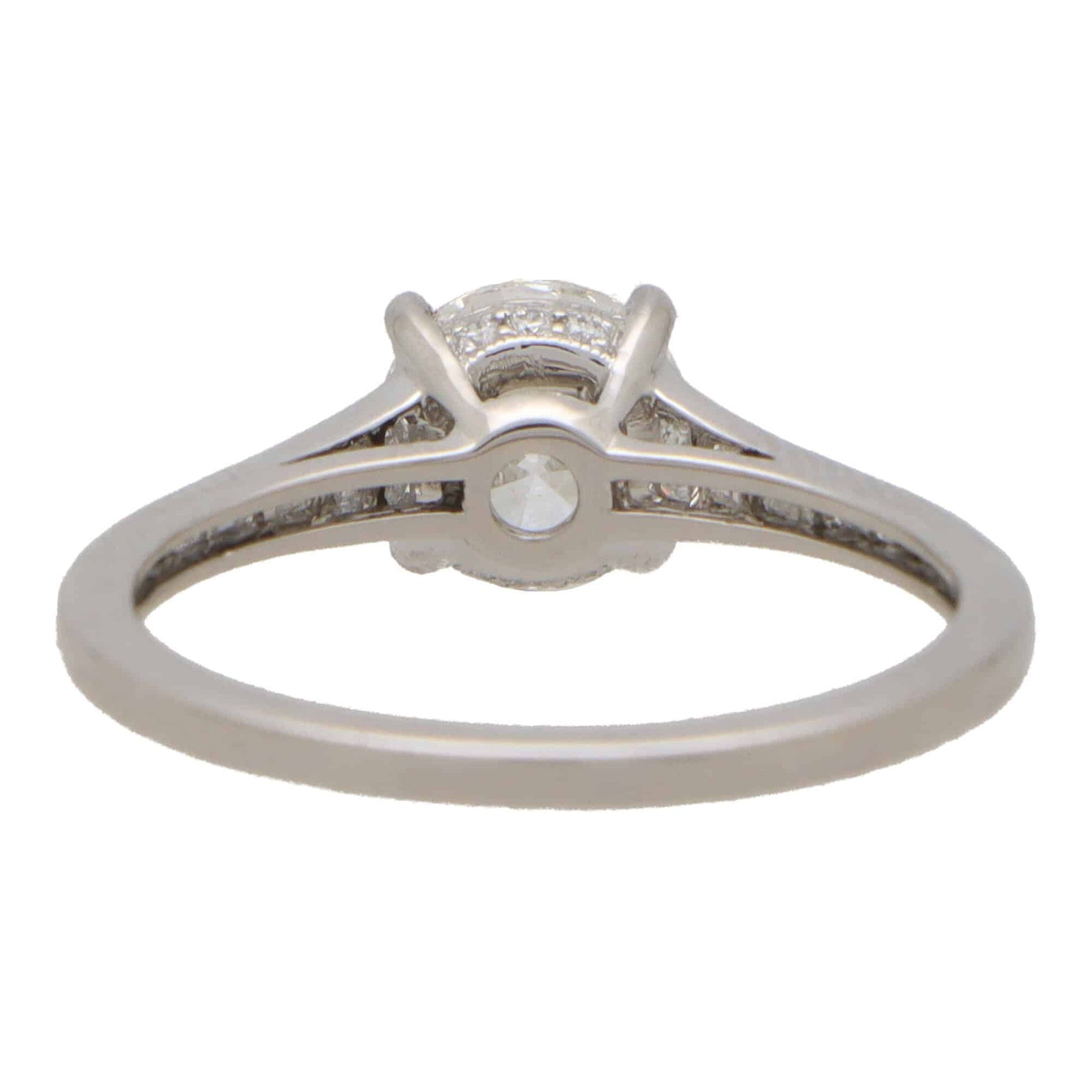 GIA Certified 1ct Diamond Solitaire Engagement Ring with Baguette Shoulders