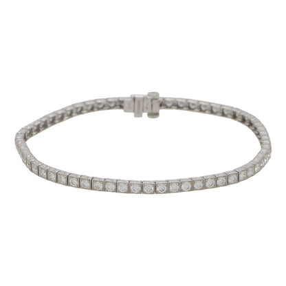 Diamond line tennis bracelet set in platinum.