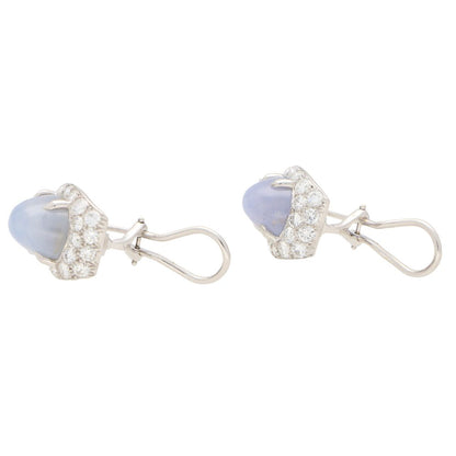 Art Deco Inspired 13.20ct Star Sapphire and Diamond Earrings