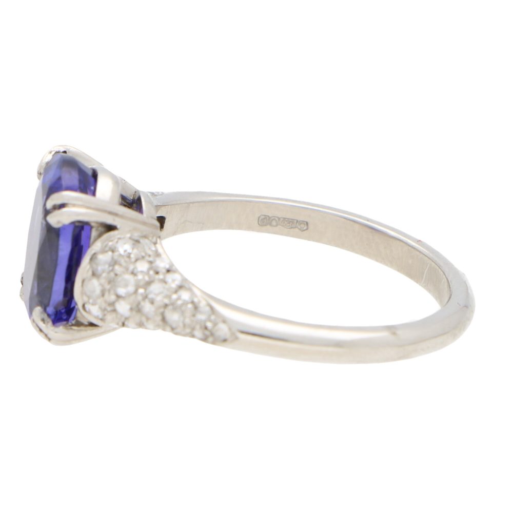 3.61ct Oval Tanzanite and Diamond Dress Ring in Platinum
