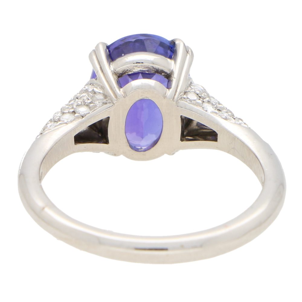 3.61ct Oval Tanzanite and Diamond Dress Ring in Platinum