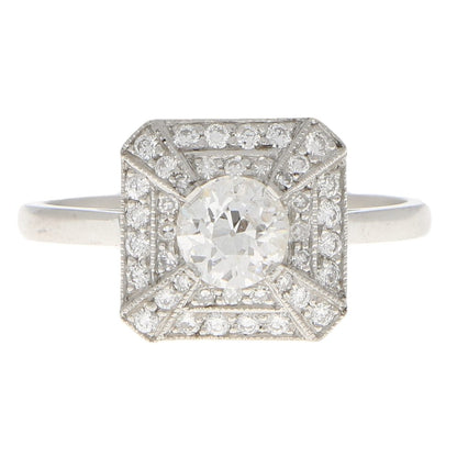 Art Deco Style 0.48ct Old Cut Diamond Cluster Ring in Platinum