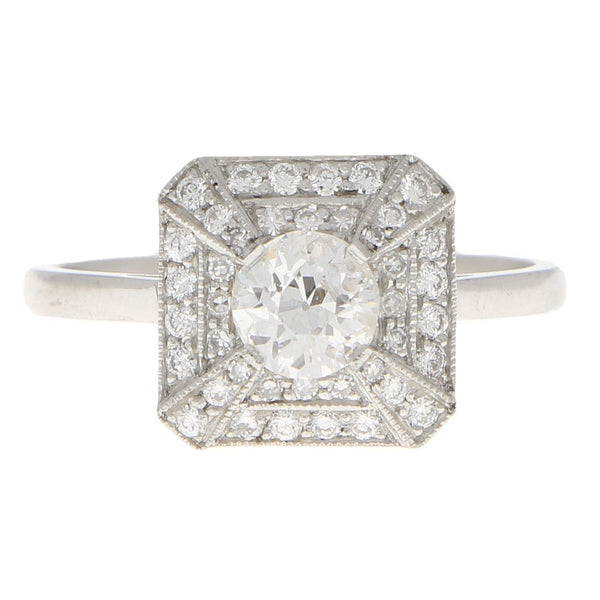 Art Deco Style 0.48ct Old Cut Diamond Cluster Ring in Platinum