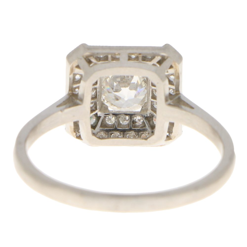 Art Deco Style 0.48ct Old Cut Diamond Cluster Ring in Platinum
