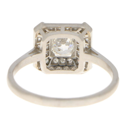 Art Deco Style 0.48ct Old Cut Diamond Cluster Ring in Platinum