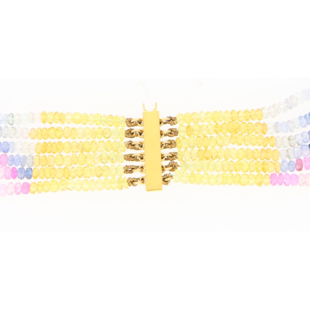 Beaded Pastel Rainbow Sapphire Necklace