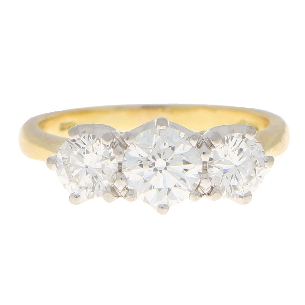 GIA Certified Diamond Three Stone Ring in 18ct Yellow Gold
