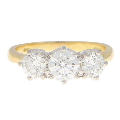 GIA Certified Diamond Three Stone Ring in 18ct Yellow Gold