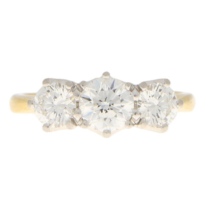GIA Certified Diamond Three Stone Ring in 18ct Yellow Gold