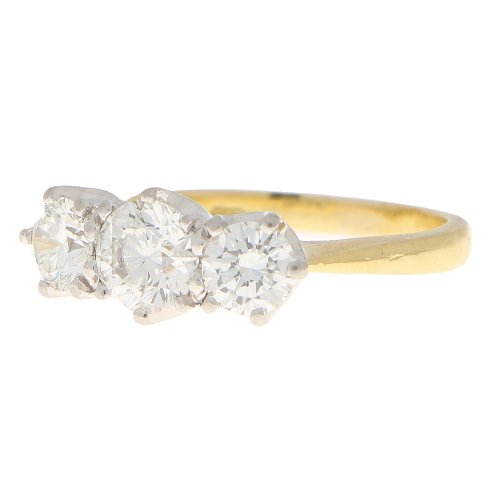 GIA Certified Diamond Three Stone Ring in 18ct Yellow Gold