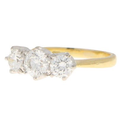 GIA Certified Diamond Three Stone Ring in 18ct Yellow Gold