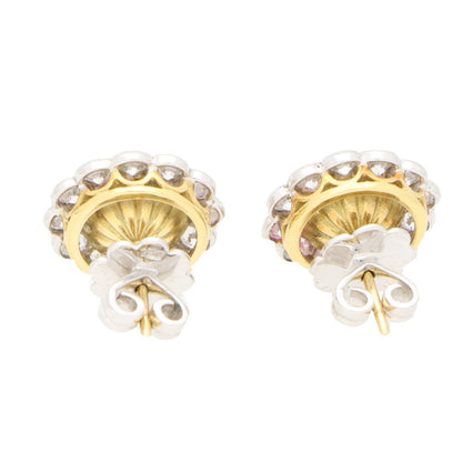 Pearl and Diamond Cluster Earrings in 18ct White Gold