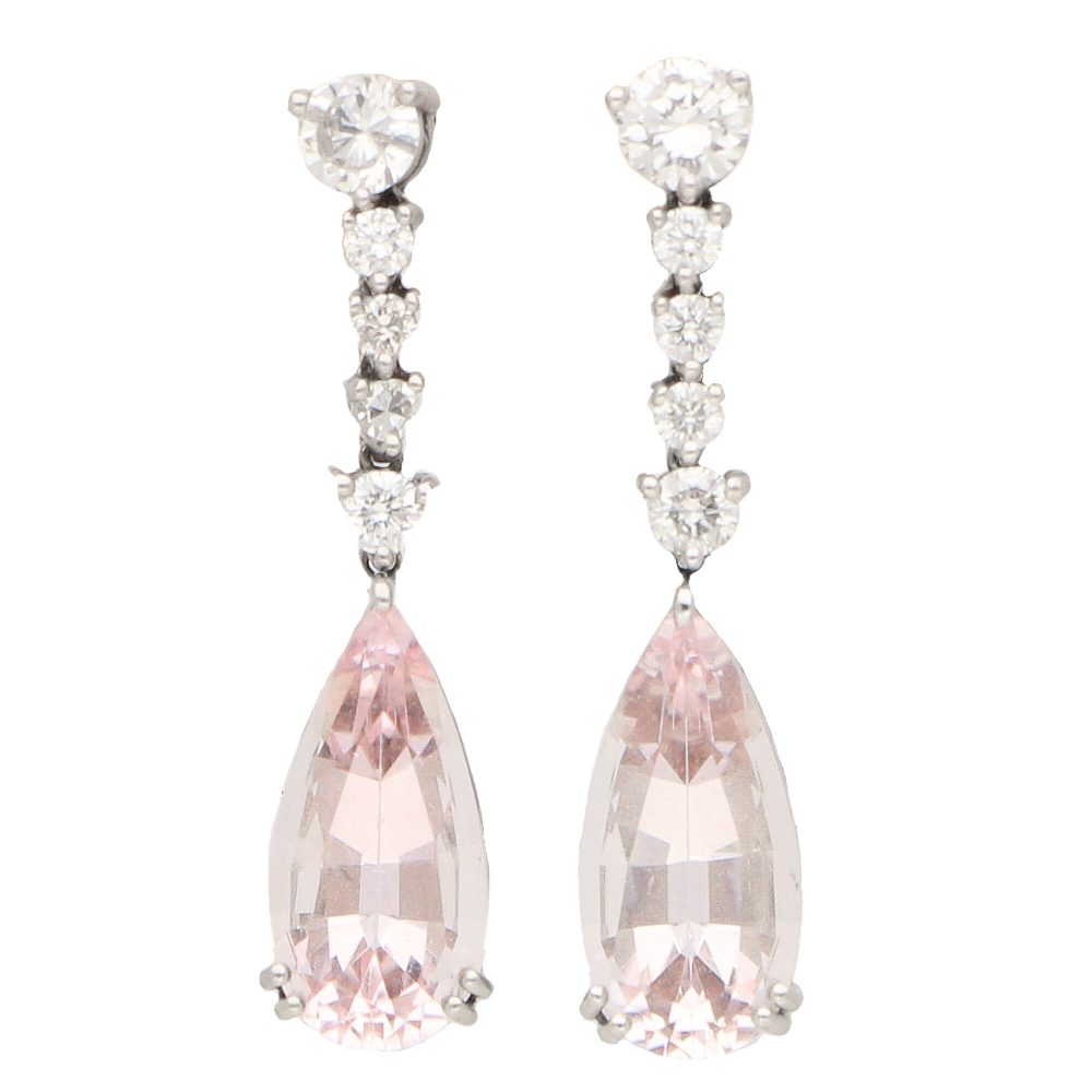 5ct Pink Morganite and Diamond Drop Earrings