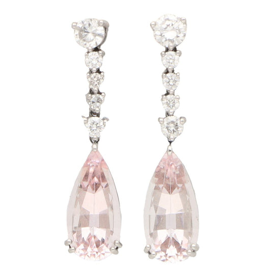 5ct Pink Morganite and Diamond Drop Earrings