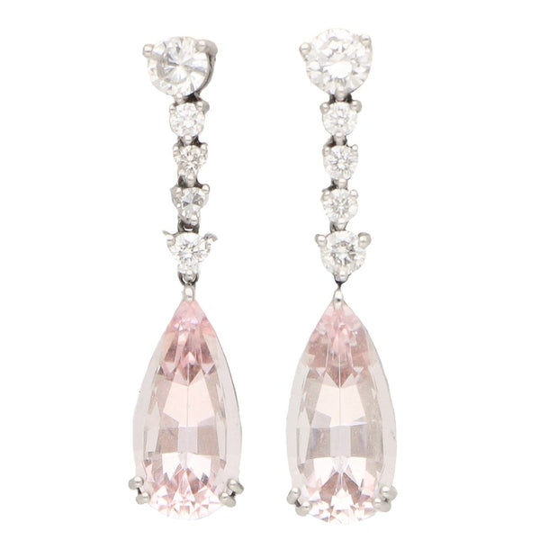 5ct Pink Morganite and Diamond Drop Earrings