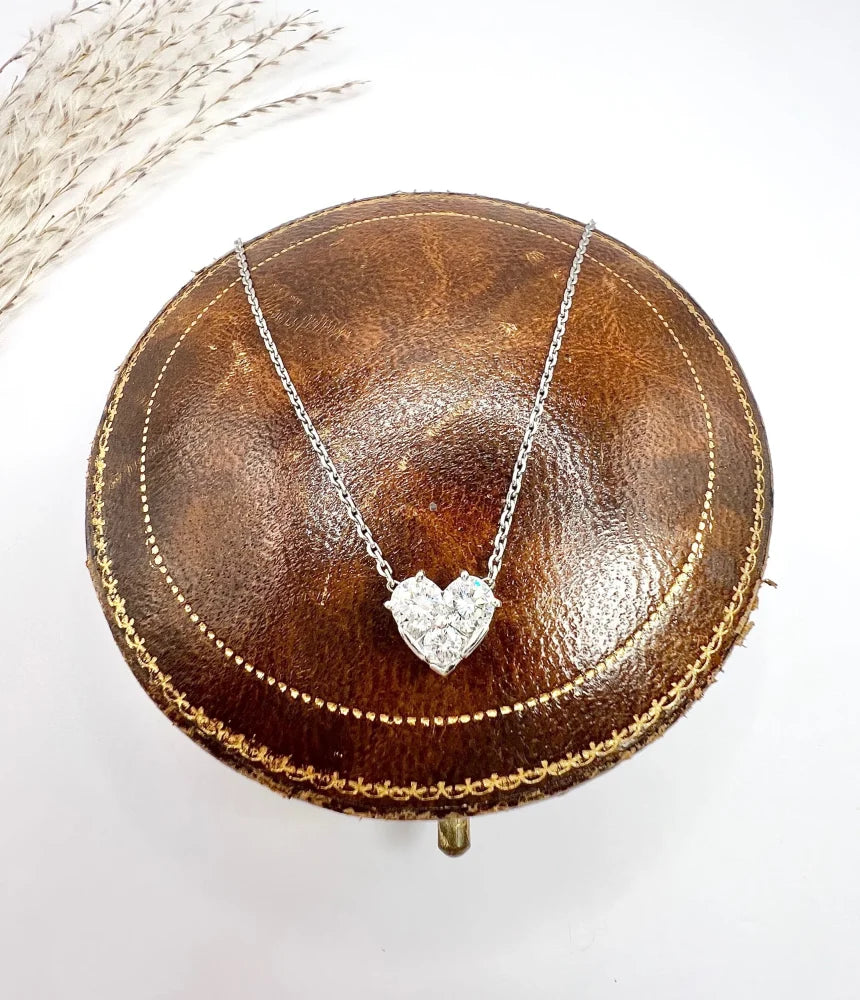 Diamond Heart Pendant Necklace in 18 Carat White Gold