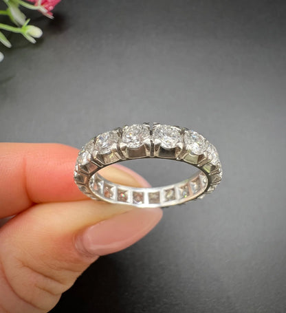 Vintage Platinum Diamond Full Eternity Band Ring, 2.70 Carats, Circa 1940