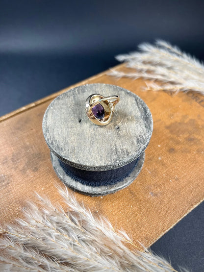 Antique 14ct Two Colour Gold, Fancy Victorian Faceted Amethyst Dress Ring