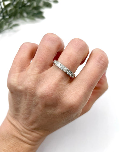 Antique 1920s Platinum French Stamped, 2 Carat Full Diamond Eternity Ring, Wedding Band