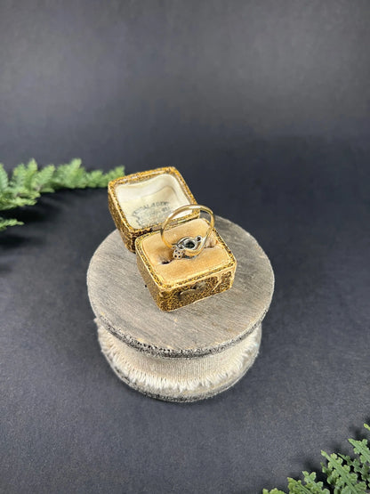 Vintage 18ct Yellow Gold & Platinum, 1980s Three Stone Zircon Diamond Cossover Trilogy Ring