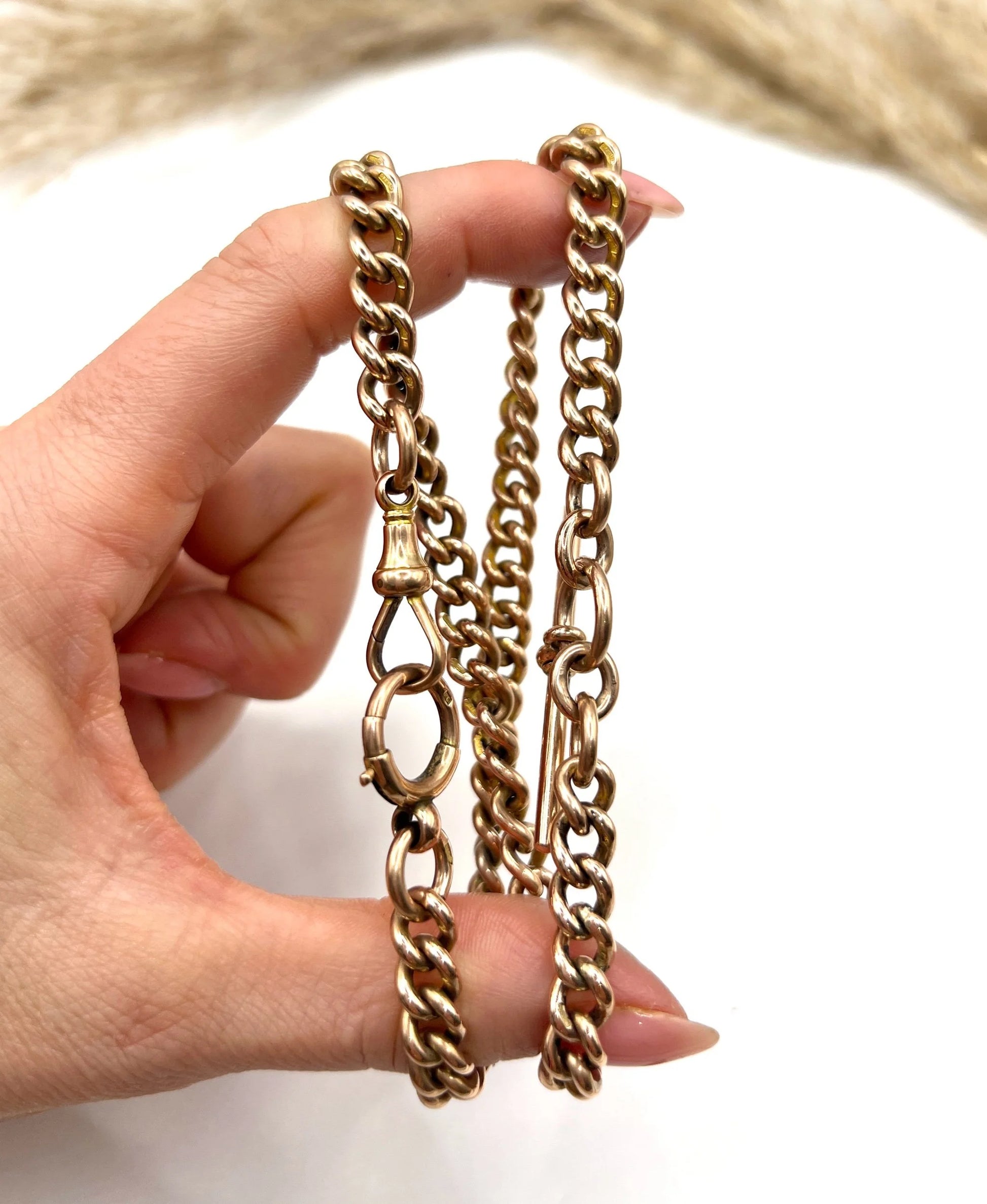 Victorian 9 Carat Rose Gold Albert Chain Necklace, Circa 1880