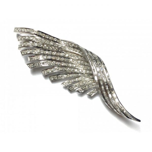 DIAMOND FEATHER BROOCH