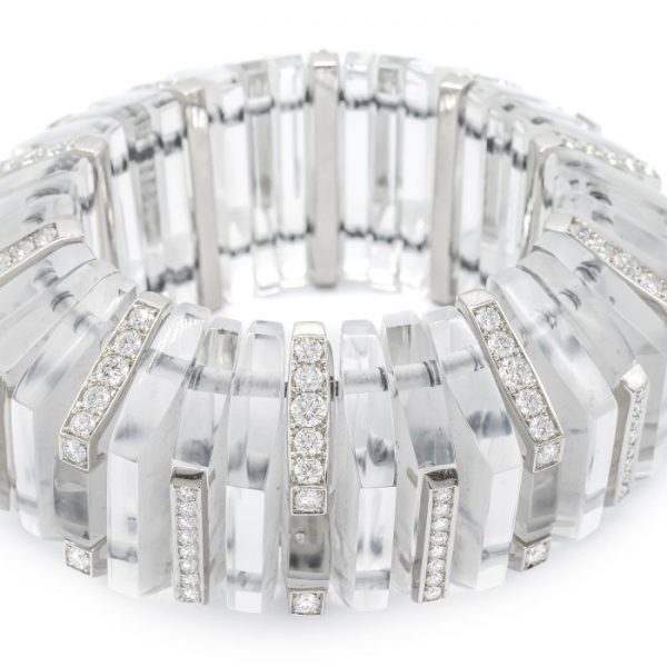 Diamond and Rock Crystal Bangle Bracelet