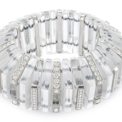 Diamond and Rock Crystal Bangle Bracelet