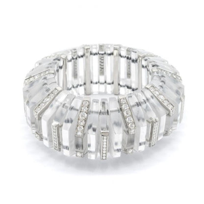 Diamond and Rock Crystal Bangle Bracelet