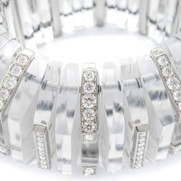 Diamond and Rock Crystal Bangle Bracelet