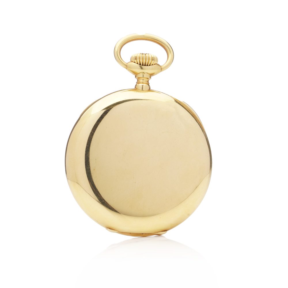 Antique Patek Philippe Chronometro Gondolo 18ct Yellow Gold Open Face Pocket Watch. Made in Switzerland, Circa 1900s
