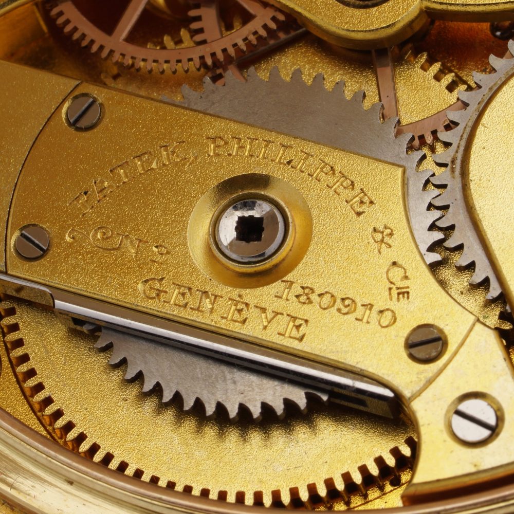 Antique Patek Philippe Chronometro Gondolo 18ct Yellow Gold Open Face Pocket Watch. Made in Switzerland, Circa 1900s