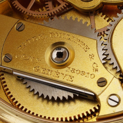 Antique Patek Philippe Chronometro Gondolo 18ct Yellow Gold Open Face Pocket Watch. Made in Switzerland, Circa 1900s