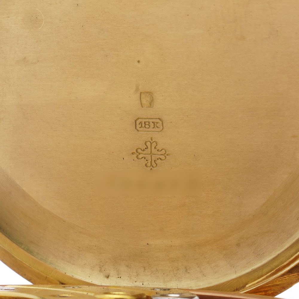 Antique Patek Philippe Chronometro Gondolo 18ct Yellow Gold Open Face Pocket Watch. Made in Switzerland, Circa 1900s